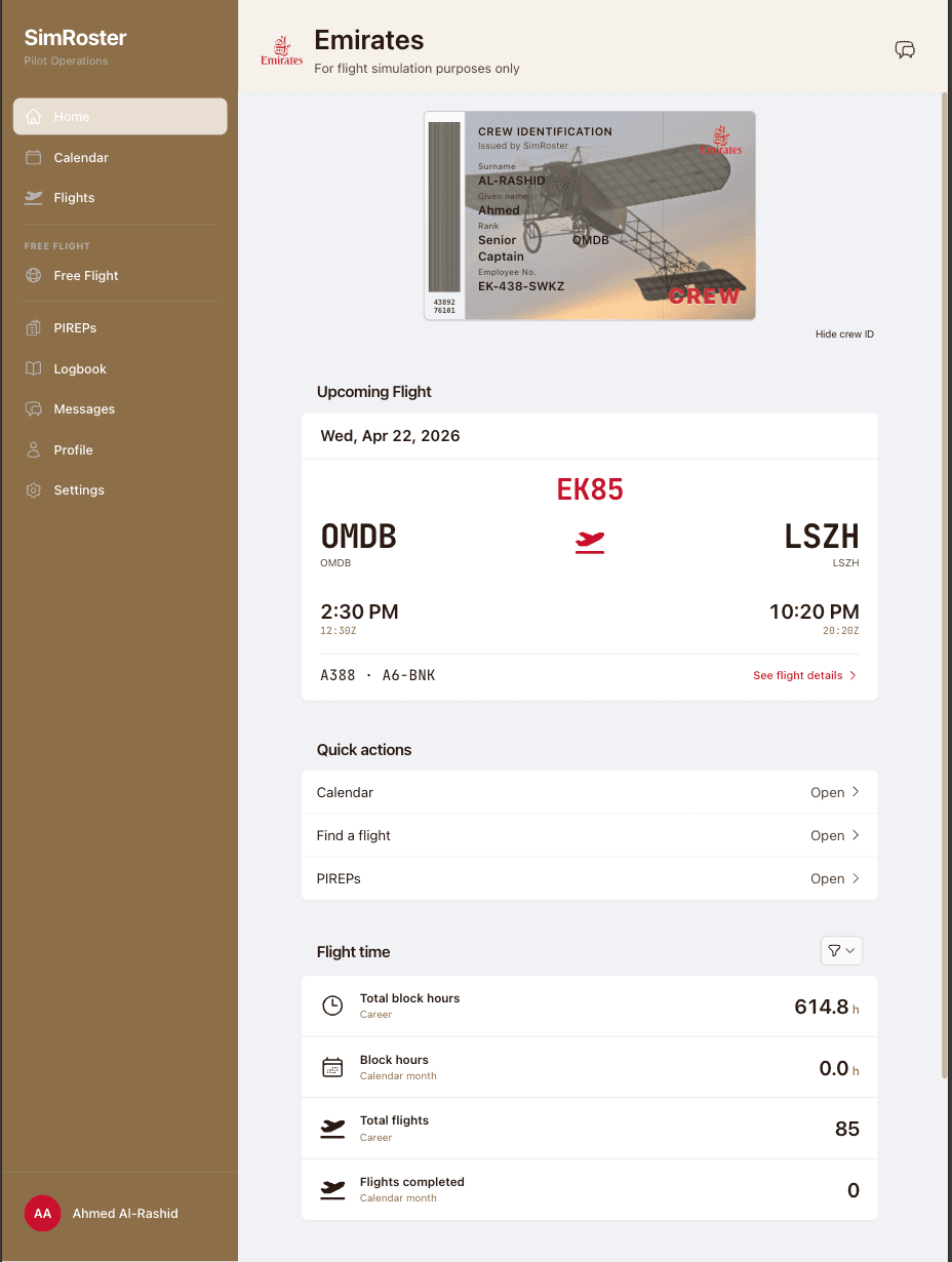 SimRoster on iPad