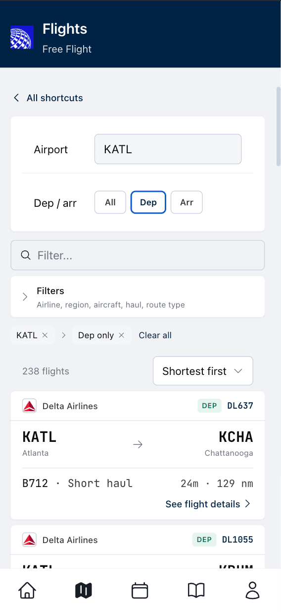 SimRoster Flight Browser